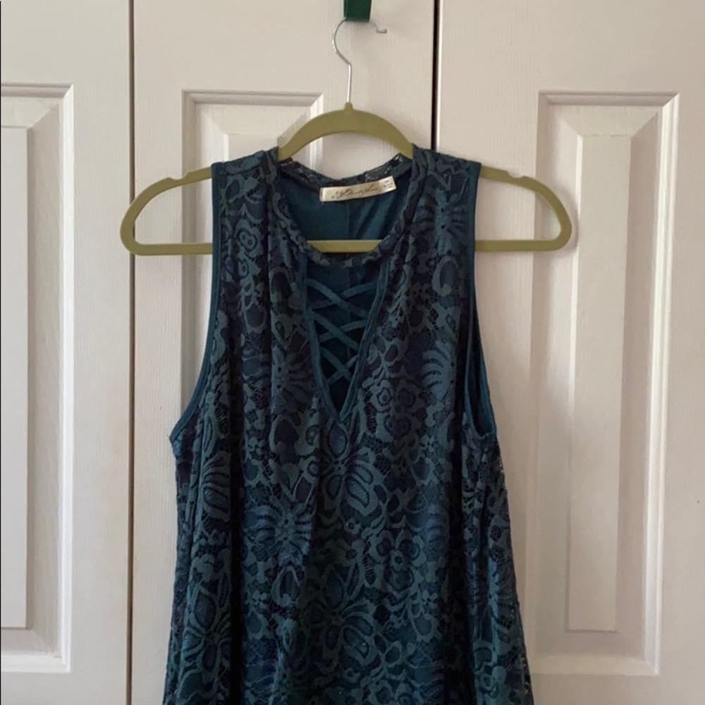 Blue Lace Plus Size Dress - Picture 2 of 8